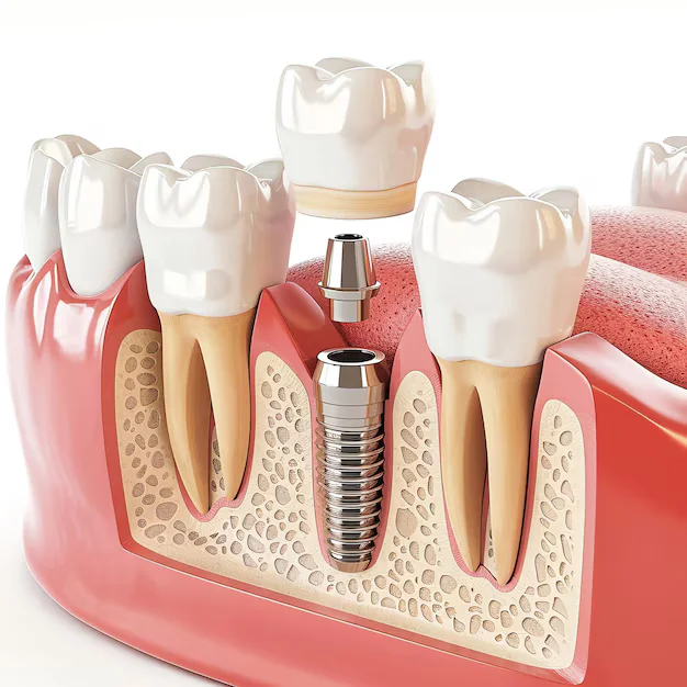 close up dental tooth implant